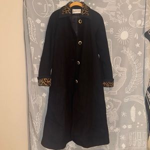 Gold and animal print detailed long coat